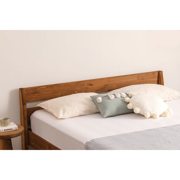 Natúr színű-sötétbarna lucfenyő egyszemélyes ágy ágyráccsal 90x200 cm Venus – Kalune Design-image-3