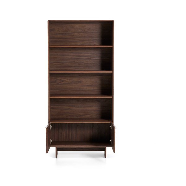 Sötét natúr színű polcos állvány diófa dekorral 90x190x35 cm Norlen – Kave Home-image-4
