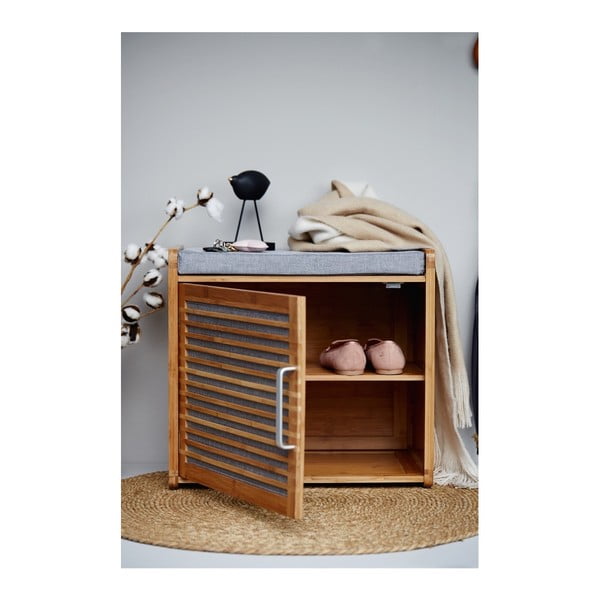 Szürke-barna bambusz ülőkés cipőtartó Bahari – Wenko-image-1