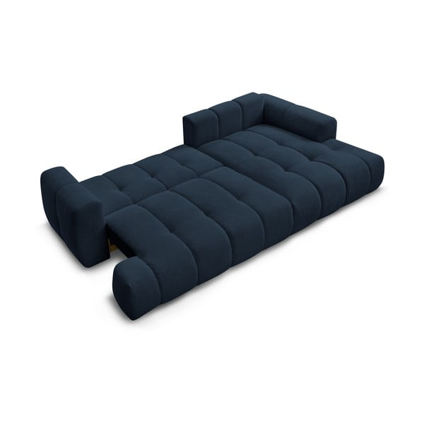 Sötétkék kinyitható-tárolóhelyes sarokkanapé (jobb oldali-heverő résszel) Fuji – Bobochic Paris-image-4