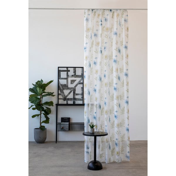 Fehér-kék átlátszó függöny 140x260 cm Tropical – Mendola Fabrics