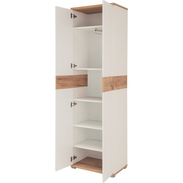 Fehér-natúr színű ruhásszekrény tölgyfa dekorral 59x199 cm Topix – Germania-image-3