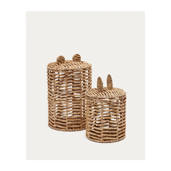 Natúr színű vízijácint játéktároló kosár szett 2 db-os ø 30x50 cm Venezia – Kave Home-image-2