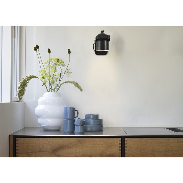 Fekete konnektorhoz csatlakoztatható fém fali lámpa hajlítható szerkezettel Nesvik – Villa Collection-image-2
