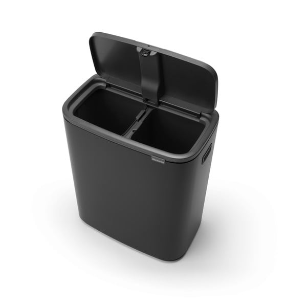 Matt fekete acél érintésre nyíló szelektív szemetes 60 l Bo Touch Bin – Brabantia