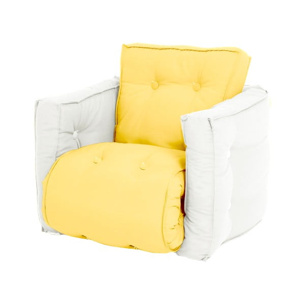 Mini Dice Yellow/Natural sárga, kinyitható gyerekfotel - Karup Design
