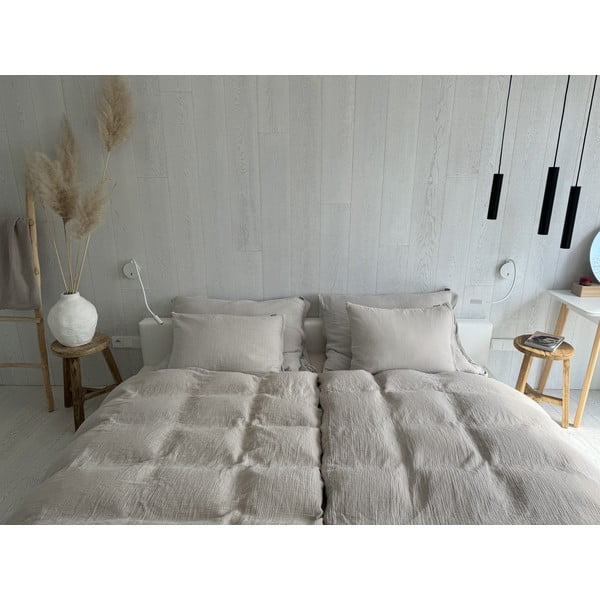 Bézs egyszemélyes muszlin ágyneműhuzat 135x200 cm Plain Muslin – Butter Kings-image-1