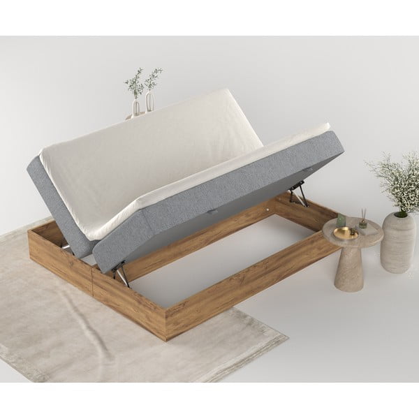 Szürke-natúr színű ágyneműtartós boxspring ágy 200x200 cm Faro – Maison de Rêve-image-2
