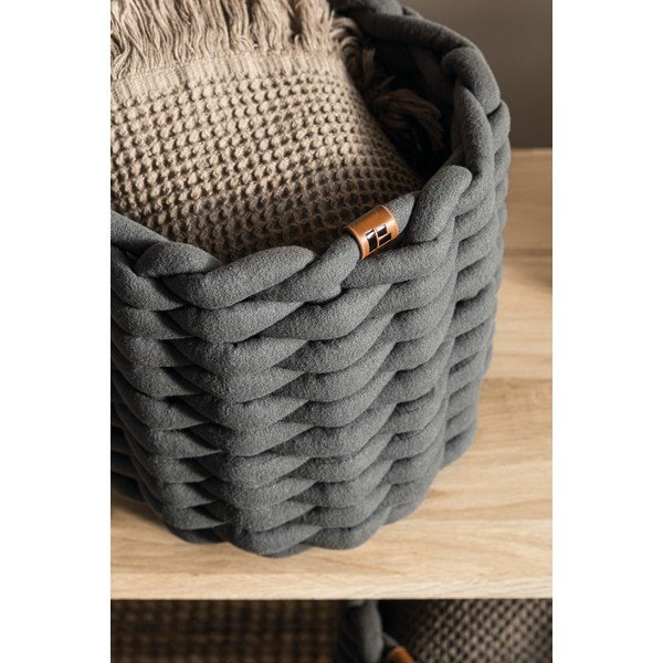 Textil tárolókosár ø 21x17 cm Peach Skin Round S – Bigso-image-2