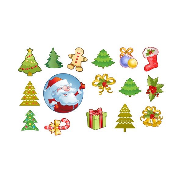 Santa Claus and his Christmas trees 15 részes karácsonyi matricaszett - Ambiance-image-1
