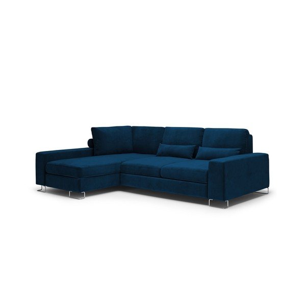 Diane királykék kinyitható sarokkanapé bársonyhuzattal, bal oldali - Windsor & Co Sofas-image-3