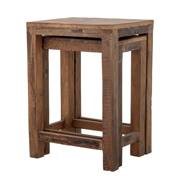 Újrahasznosított fa tárolóasztal szett 2 db-os 40x36 cm Galen – Bloomingville-image-2