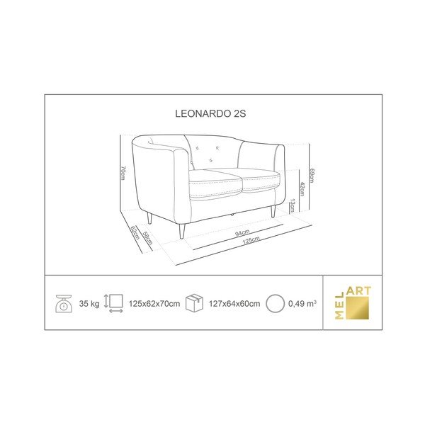 Love piros-rózsaszín kanapé, 125 cm - Kooko Home-image-2