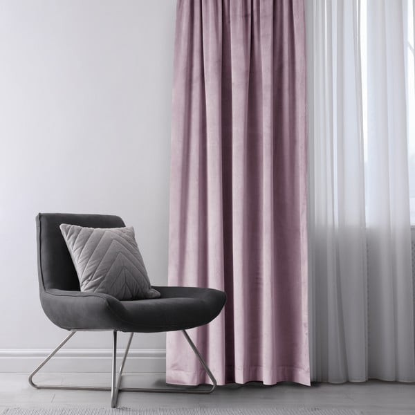 Világos rózsaszín bársony dimout (részleges sötétítő) függöny 140x245 cm Eyelets – Restilo-image-1