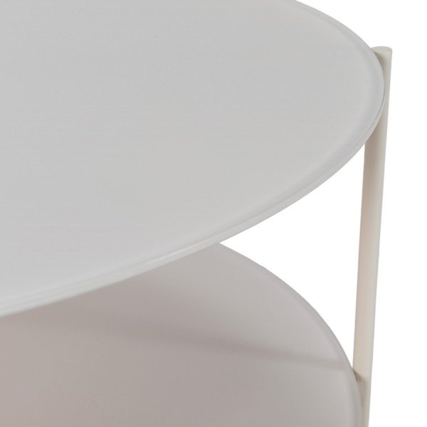 Krémszínű kerek dohányzóasztal üveg asztallappal ø 83 cm Davi – MOME-image-4