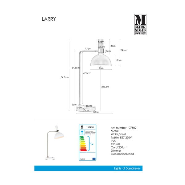 Larry fehér asztali lámpa - Markslöjd-image-3