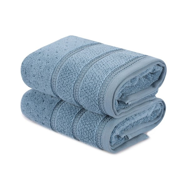 Arella 2 db-os kék pamut törölköző szett, 50 x 90 cm - Foutastic-image-2