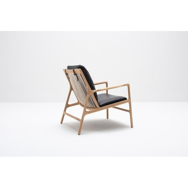 Fekete-natúr színű bőr fotel Dedo – Gazzda-image-4