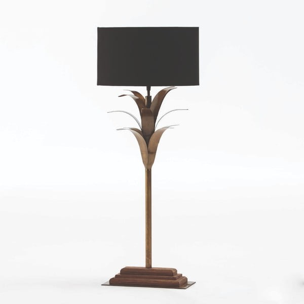 Fém asztali lámpa fekete búrával, magasság 74 cm - Thai Natura