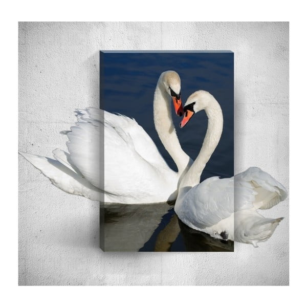 Swans 3D fali kép, 40 x 60 cm - Mosticx
