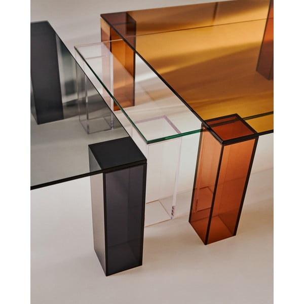 Sötétszürke üveg dohányzóasztal 60x140 cm Adularia – Kave Home-image-2