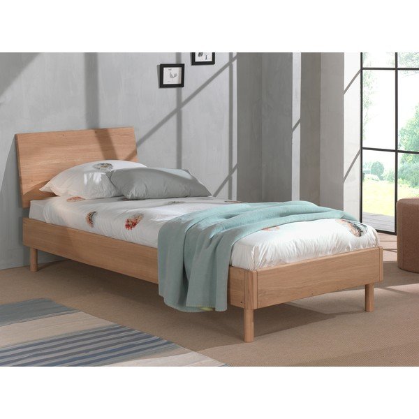 Natúr színű tölgyfa egyszemélyes ágy ágyráccsal 90x200 cm Forrest – Vipack-image-1