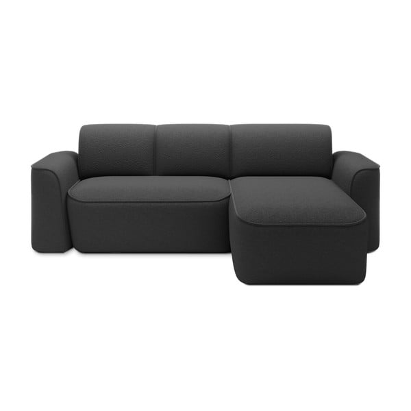 Antracitszürke buklé sarokkanapé (jobb oldali-heverő résszel) Ume – ELTAP