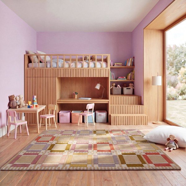 Natúr színű kézi szövésű gyapjú szőnyeg 140x200 cm Quadro Wool – Flair Rugs-image-2