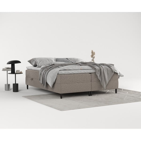 Barna ágyneműtartós boxspring ágy 200x200 cm Malte – Maison de Rêve-image-1