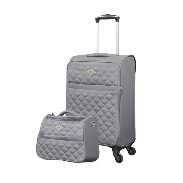 Adventure szürke bőrönd és kozmetikai táska szett, 38 l + 16 l - GERARD PASQUIER