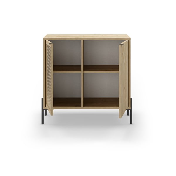 Natúr színű alacsony komód tölgyfa dekorral 80x80 cm Inca – Marckeric-image-3