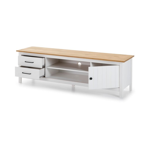 Fehér borovi fenyő TV-állvány 158x47 cm Miranda – Marckeric-image-4