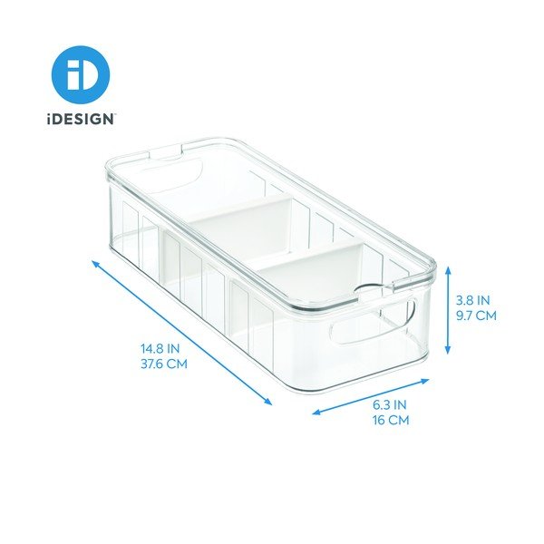 Átlátszó fedeles tároló 3 rekesszel, 38 x 16 cm - iDesign-image-2