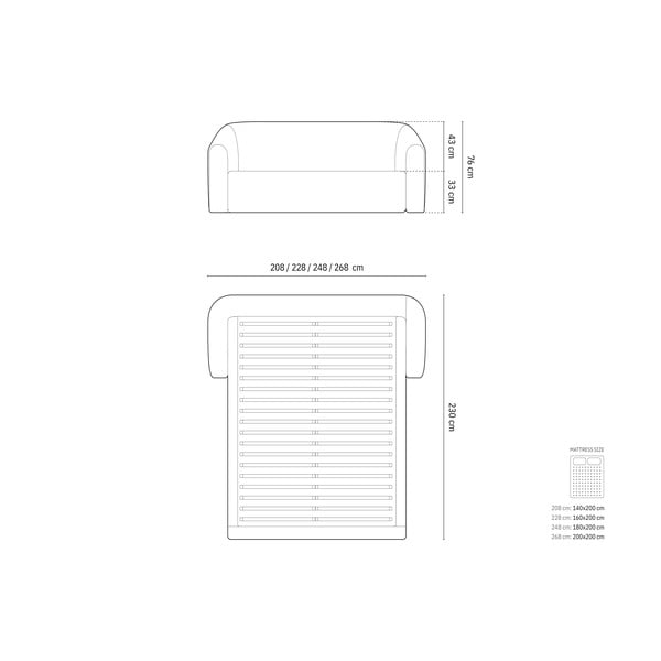 Világosbarna kárpitozott ágyneműtartós franciaágy ágyráccsal 160x200 cm Campi – Cosmopolitan Design-image-4