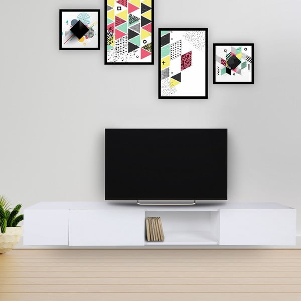 Fehér TV-állvány 180x30x25 cm Wagna – Kalune Design-image-1