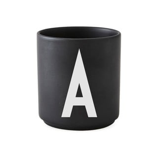 Alphabet A fekete porcelánbögre, 250 ml - Design Letters