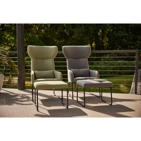 Szürke párnázott kerti fotel lábtartóval Chris – Hartman-image-1