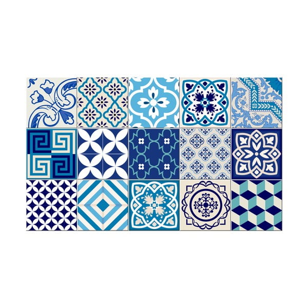 Azur 15 db-os dekorációs, falvédő matricakészlet, 10 x 10 cm - Ambiance-image-2