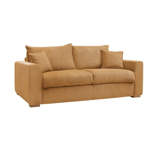 Mustársárga kordbársony kinyitható kanapé 225 cm Augustin – Bobochic Paris-image-3