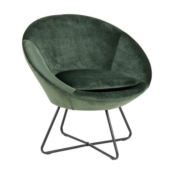 Center zöld bársony fotel - Actona