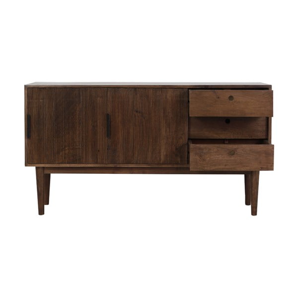 Sötétbarna alacsony  tömörfa komód 150x80 cm Bitika – Light & Living-image-4