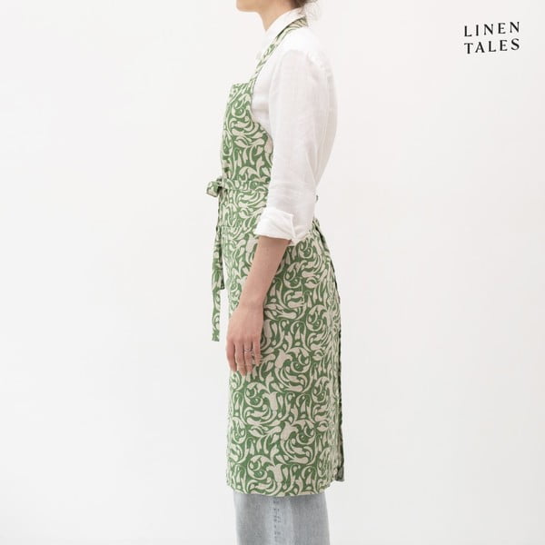 Len kötény Evergreen Damask – Linen Tales-image-2