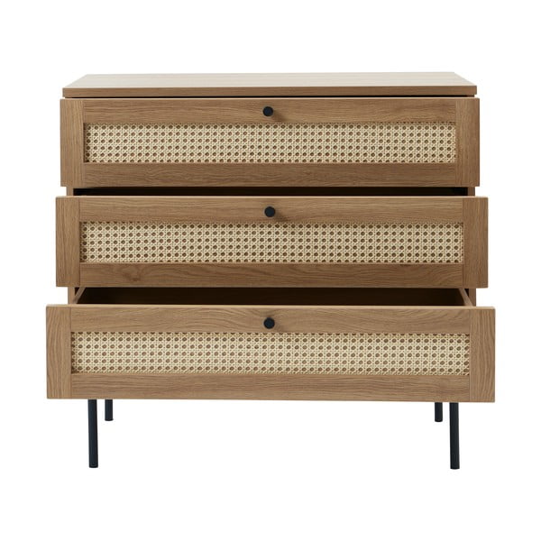 Natúr színű alacsony komód tölgyfa dekorral 80x75 cm Pensacola – Unique Furniture-image-3