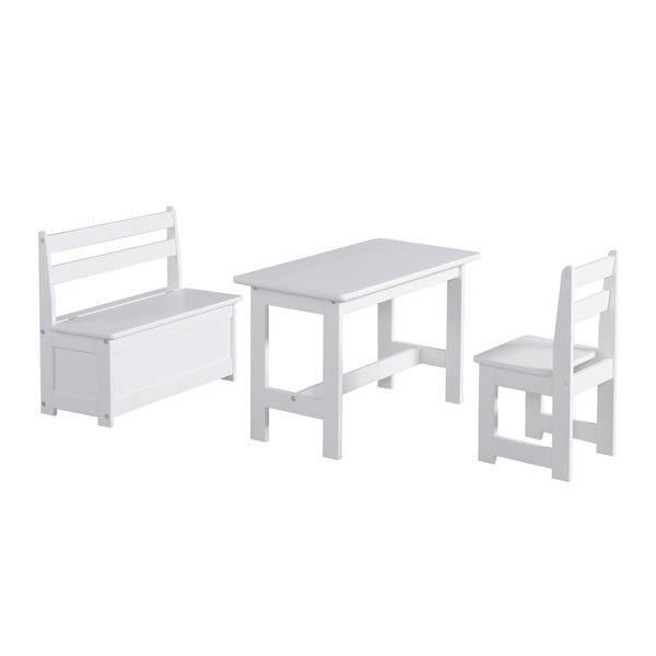 Baby fehér gyerekasztal tömör borovi fenyőből - Pinio-image-1