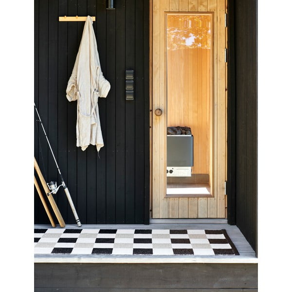 Fekete-krémszínű kültéri-beltéri futószőnyeg 70x240 cm Pix Black Vanilla – Pappelina-image-2