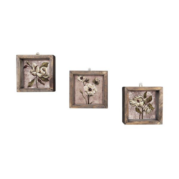 Vintage 3 részes fali kép, 15 x 15 cm