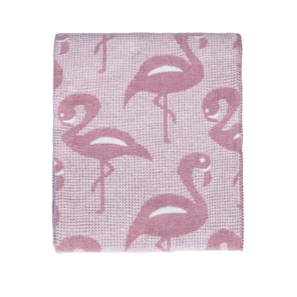 Flamingo rózsaszín pamutkeverék takaró, 180 x 220 cm-image-1