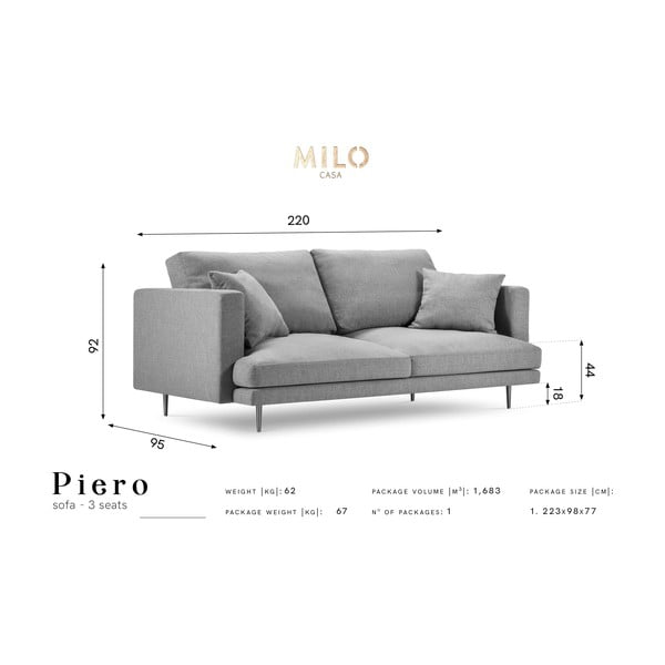 Piero üvegzöld kanapé, 220 cm - Milo Casa-image-2