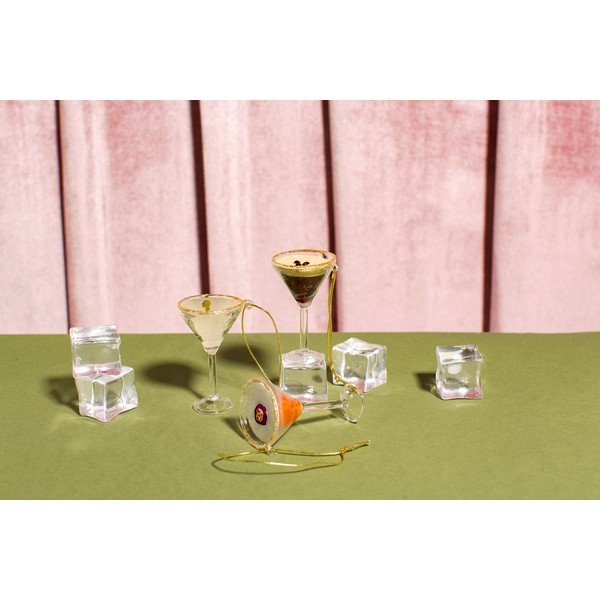 Üveg karácsonyfadísz készlet 3 db-os 15,5 cm Martini Cocktail – Sass & Belle-image-3