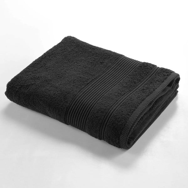 Fekete frottír pamut fürdőlepedő 90x150 cm Tendresse – douceur d'intérieur